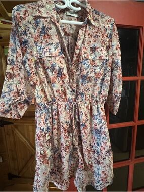 Floral Drawstring Mini Dress in Multicolor